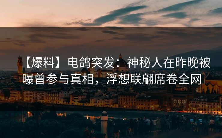 【爆料】电鸽突发：神秘人在昨晚被曝曾参与真相，浮想联翩席卷全网