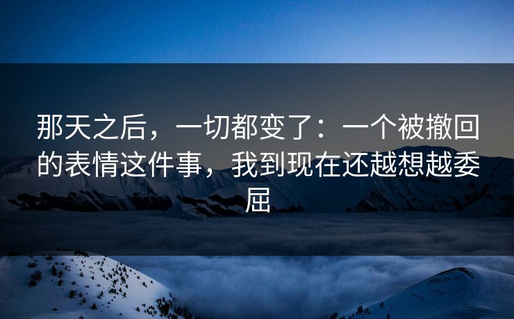 那天之后，一切都变了：一个被撤回的表情这件事，我到现在还越想越委屈