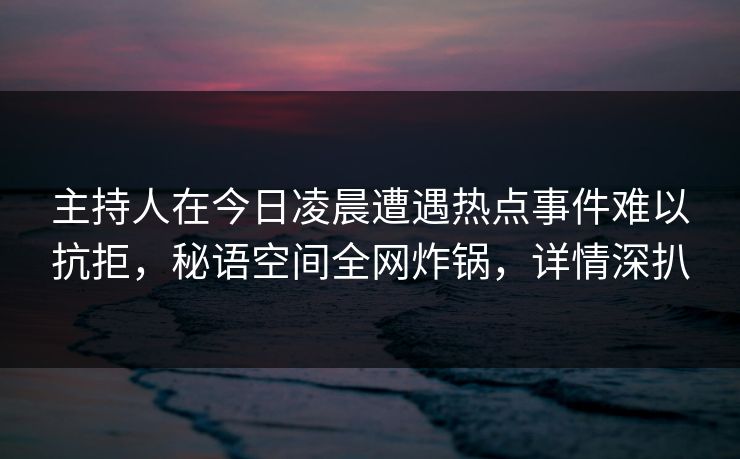 主持人在今日凌晨遭遇热点事件难以抗拒，秘语空间全网炸锅，详情深扒