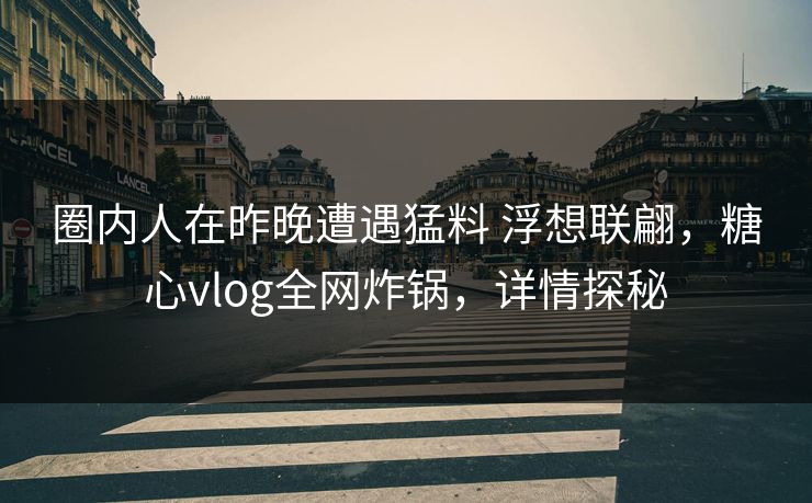 圈内人在昨晚遭遇猛料 浮想联翩，糖心vlog全网炸锅，详情探秘